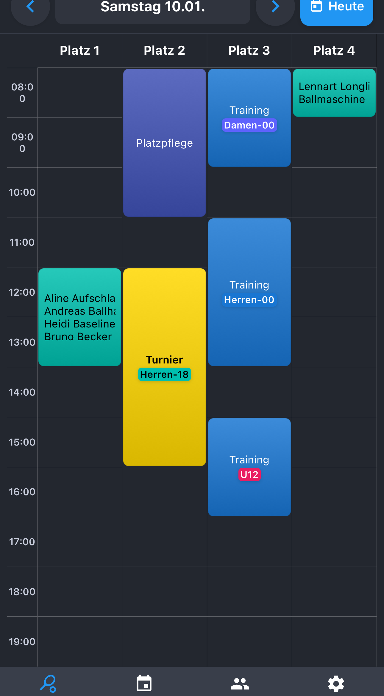 MatchPlan 4 Tennis – Platzbelegungsplan